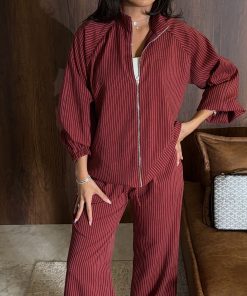 Pinstripe Bomber jacket - الصورة 3