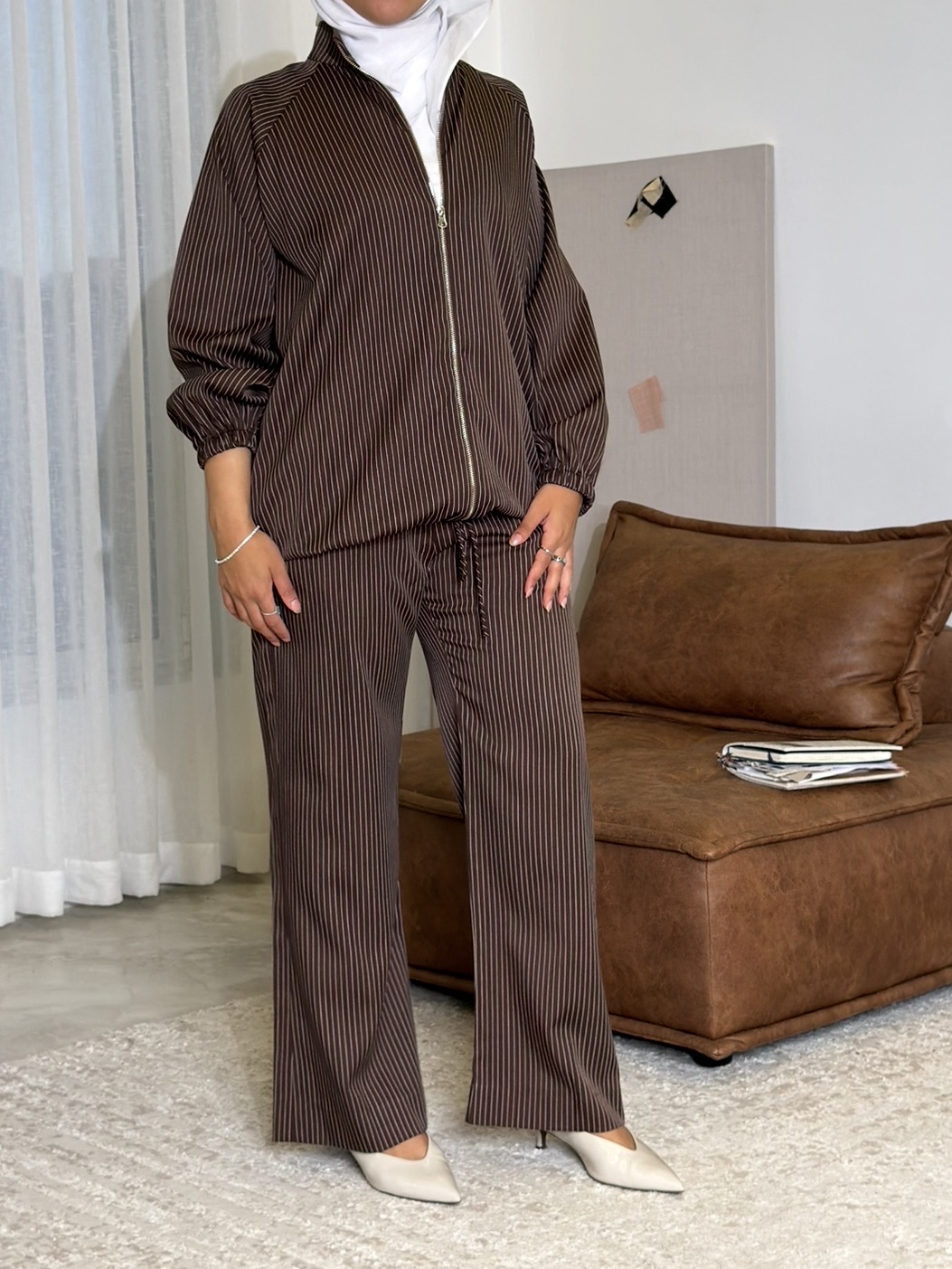 Pinstripe Bomber jacket - الصورة 5